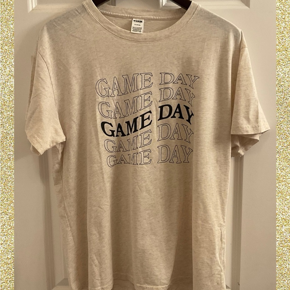 PINK Victoria’s Secret Campus Cotton Tee - NWT - Medium- Natural Heather Gameday